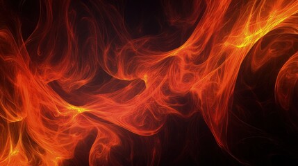Fototapeta premium Flames dance wildly, casting a warm glow against a shadowy background. 