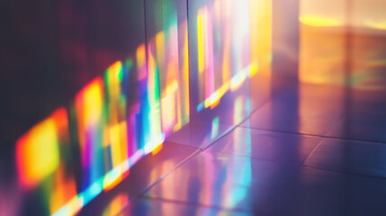 Colorful light reflections on wall create vibrant display