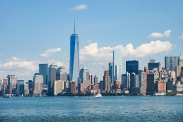 Obraz premium aerial view of skyscrapers in Manhattan downtown in New York city