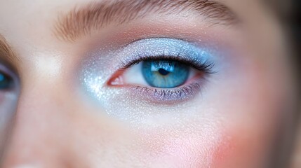 Soft pastel makeup on cheeks