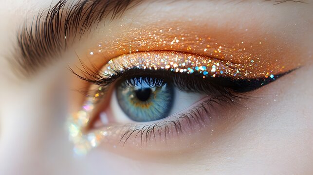 Sparkling eye makeup with glitter