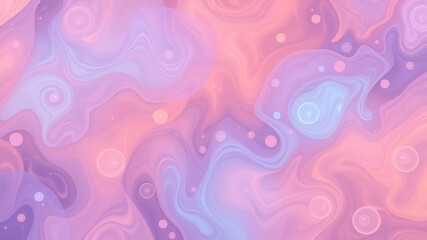Abstract Pastel Swirl Background with Floating Bubbles and Soft Color Transitions