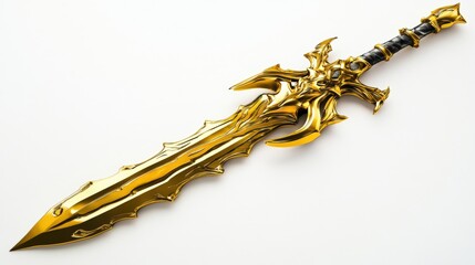 Legendary golden sword on white background