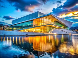 Obraz premium Oslo Opera House Facade: Modern Architecture & Scandinavian Design, Detailed Exterior View