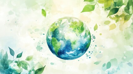 Watercolor hand painted planet Earth isolated on white background. Symbol of life,Environmental problems and environmental protection ecology,Hand drawn Globe watercolour paint,Earth Day.