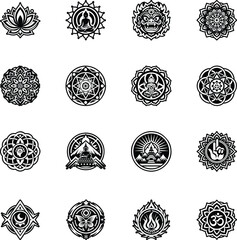 Set of Glyph Style Oriental Symbol Icons 

