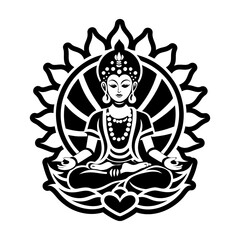 Fototapeta premium Avalokiteshvara bodhisattva symbol, glyph style icon