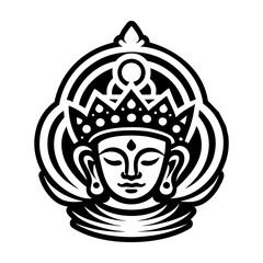 Naklejka premium A glyph icon depicting bodhisattva head
