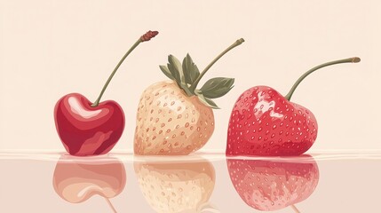 Creative Fruit Composition with Heart-Shaped Strawberries and Cherries