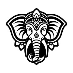 A glyph icon of oriental elephant tattoo