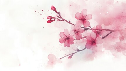 Fototapeta premium Watercolor Cherry blossom blooming flower,Sakura tree or forest side view,Cherry tree spring flower background,elements for environment and garden,botanical in spring season.
