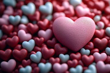 Obraz premium Happy Valentines Day Background with 3D Hearts