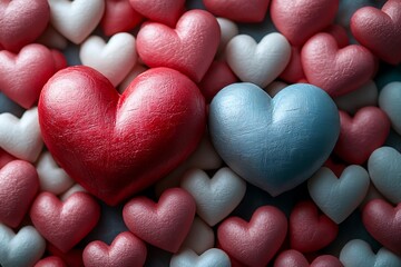 Obraz premium Happy Valentines Day Background with 3D Hearts