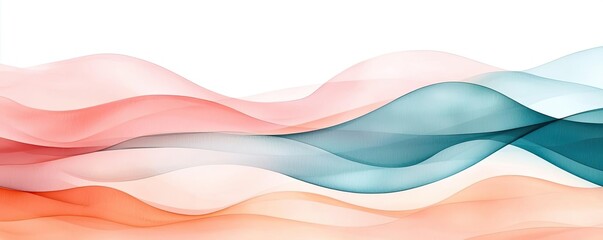 Obraz premium Watercolor abstract background concept. Abstract wavy patterns in soft pastel colors create a soothing visual effect.