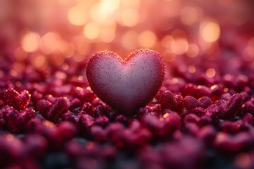 Obraz premium Happy Valentines Day Background with 3D Hearts