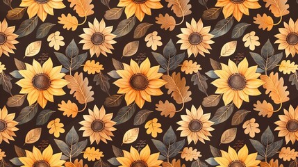 sunflower seamless pattern wallpaper