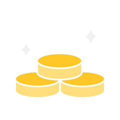 Coin icon in flat color style