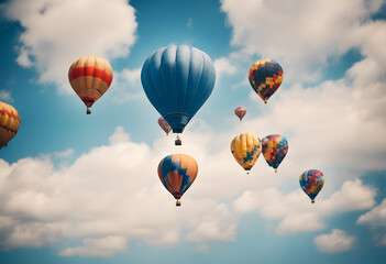 blue clouds hot balloons sky colorful balloon colours colourful ballooning cloud fly fun many ride high trip