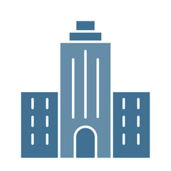 Building icon in flat color style