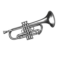Obraz premium Stylish Black and White Trumpet Illustration