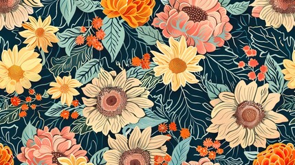 sunflower seamless pattern wallpaper