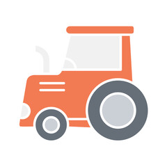 Tractor icon in flat color style