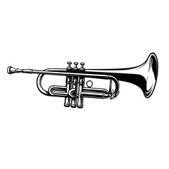 Obraz premium Stylish Black and White Trumpet Illustration