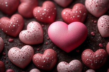 Obraz premium Happy Valentines Day Background with 3D Hearts