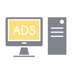 Advertisement online icon in flat color style