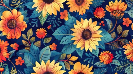 sunflower seamless pattern wallpaper