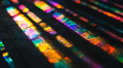 Colorful prismatic light leaks with rainbow bokeh effect