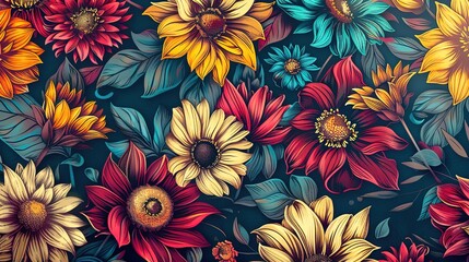 sunflower seamless pattern wallpaper