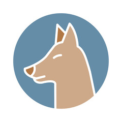 Dog icon in flat color style