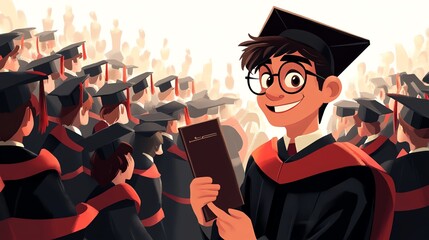 Obraz premium a 2D cartoon illustration of a student in an art class painting a picture, creative and fun, white background--ar 16:9