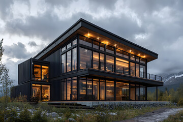 Fototapeta premium metal box containers make into house 