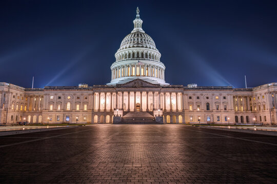 The U.S. Capitol Building in Washington D.C. illuminated at night