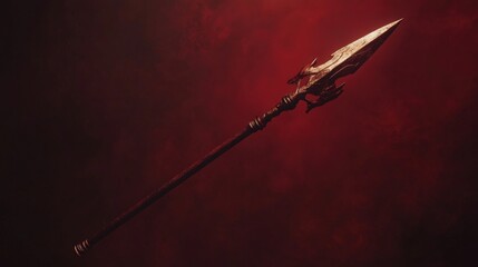 Fantasy spear on red background