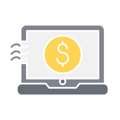 Online banking icon in flat color style