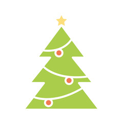 Christmas tree icon in flat color style