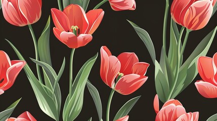 Obraz premium tulip seamless pattern wallpaper