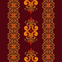 Classic Damask Semless Pattern - Vector Illustration for Elegant Textile Design on brown tone.