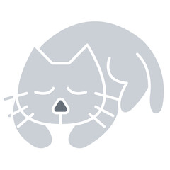 Cat sleep icon in flat color style