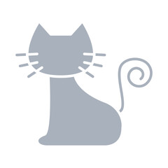 Cat icon in flat color style