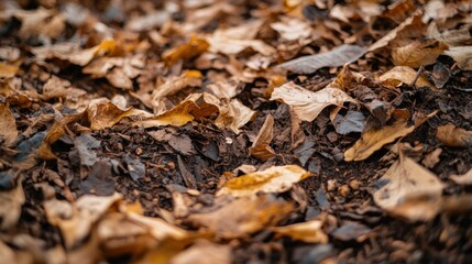Autumn leaves mulch garden ground background texture