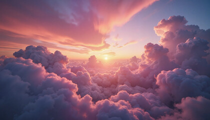 Fototapeta premium Dynamic cloudscape at twilight with swirling colors, ethereal beauty