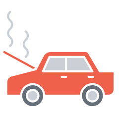 Car broken icon in flat color style