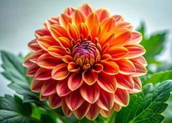 Panoramic Hanekam Flower in Full Bloom, Lush Green Leaves, Isolated Home Studio