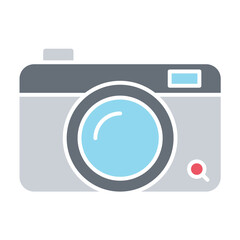 Camera icon in flat color style
