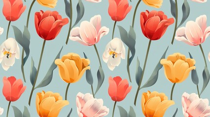 Naklejka premium tulip seamless pattern wallpaper