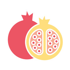 Pomegranate icon in flat color style